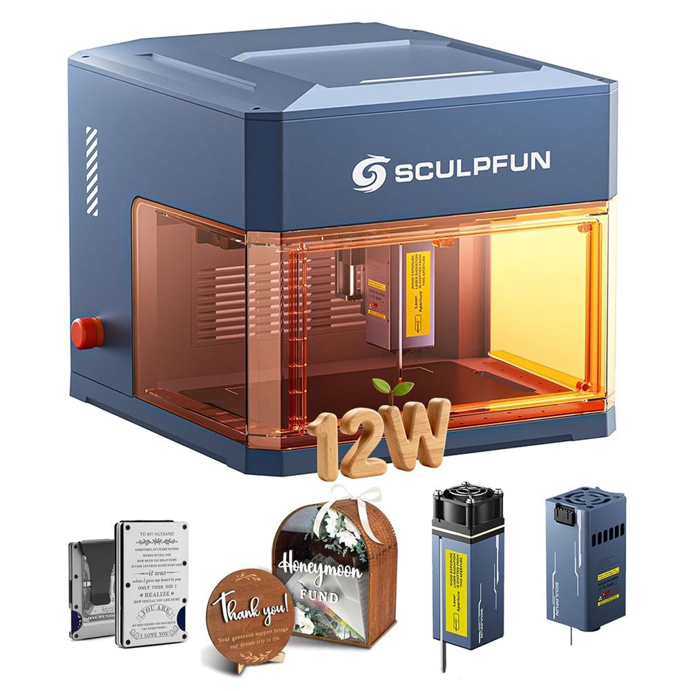 SCULPFUN iCube Ultra Dual Graveur laser de bureau 12W+1,2W