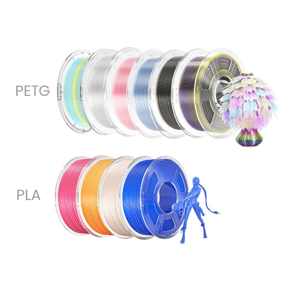 Pack de bobines de filament Creality Mecpow PETG et PLA, 10 kg au total, en plusieurs coloris