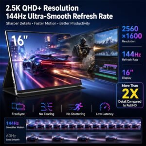 ALLIWAVA P16 Pro – Moniteur portable 16 pouces 2,5K 144 Hz – vue 2