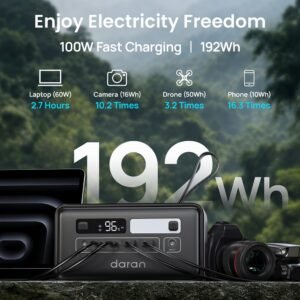 DaranEner Q200 : station d'alimentation portable 192 Wh compacte – vue 2