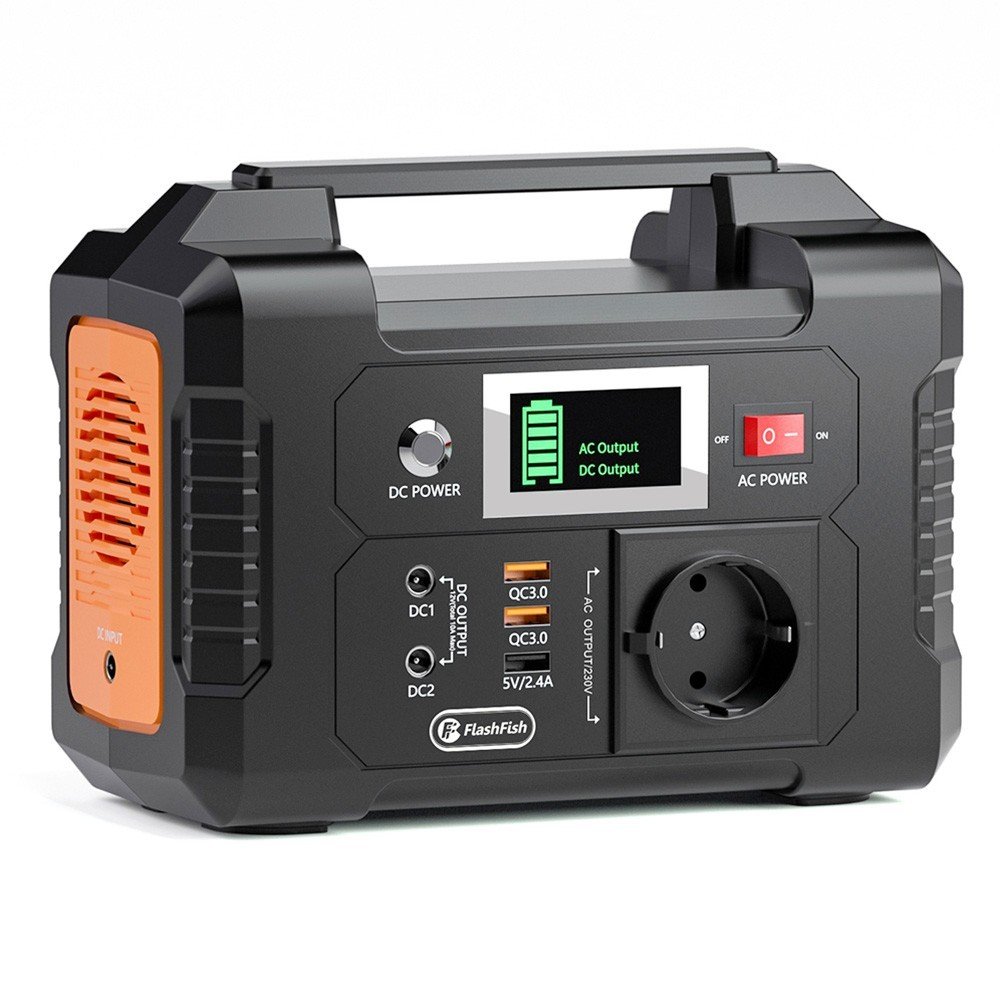 Centrale électrique portable FlashFish E200 avec batterie lithium 151 Wh et sorties AC, DC et USB