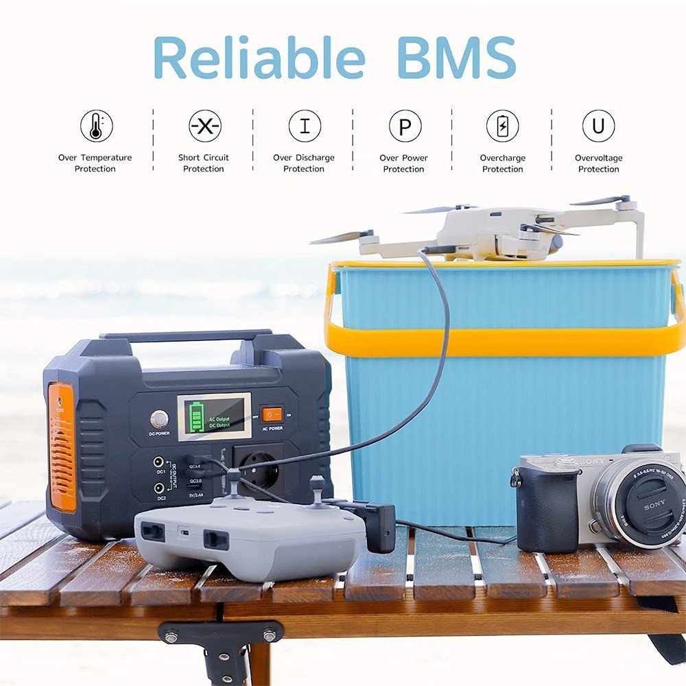 Centrale électrique portable FlashFish E200 avec batterie lithium 151 Wh et sorties AC, DC et USB – vue 5