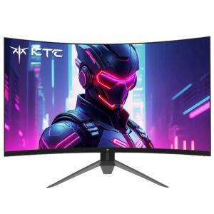 Moniteur gaming incurvé KTC H32S17F 32 pouces, dalle HVA Full HD 240 Hz, vue de face sur son pied – vue 2