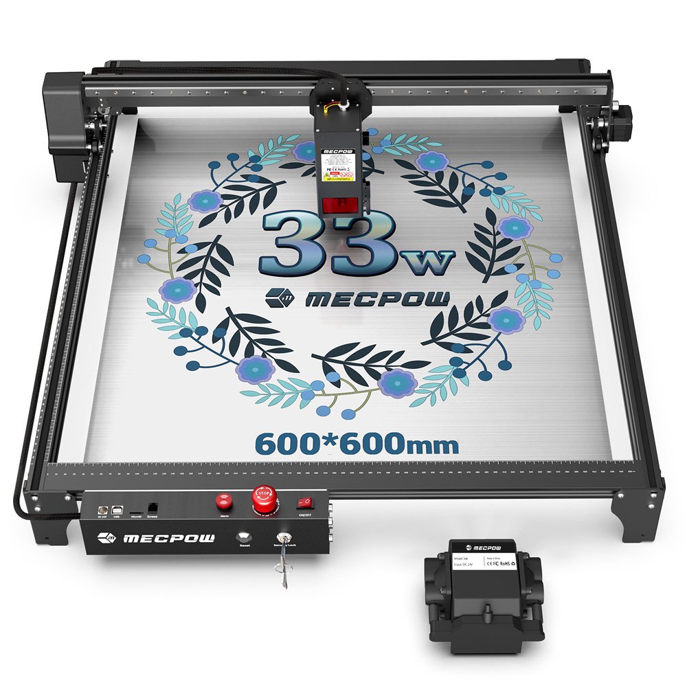 Graveur laser Mecpow X5 Pro 33W noir avec son rouleau rotatif – vue 2