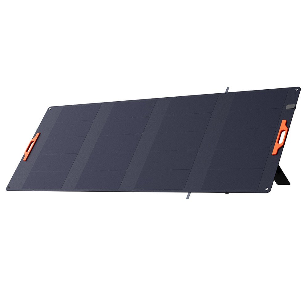 Panneau solaire pliable Oscal PM400 SE 400 W déplié avec sa béquille réglable