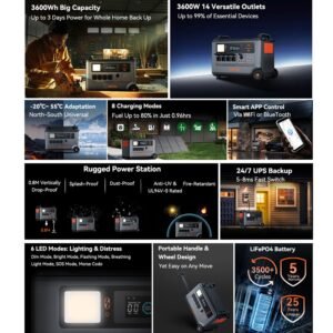 Oscal PowerMax 3600SE : station d'énergie portable LiFePO4 3600 Wh – vue 2