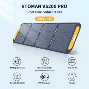 VTOMAN VS200 PRO : panneau solaire pliable 200 W étanche IP67 – vue 2