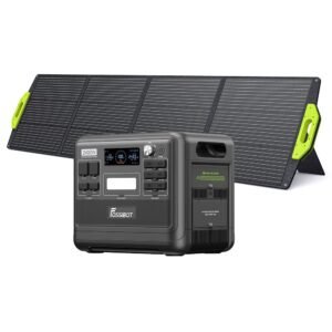 FOSSiBOT F2400 Station de puissance 2048Wh+SP200 Panneau solaire Noir