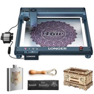 Graveur laser LONGER Laser B1 30W à diode, bleu marine, avec module laser monté sur son portique – vue 3