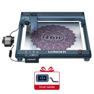 Graveur laser LONGER Laser B1 30W à diode, bleu marine, avec module laser monté sur son portique – vue 2