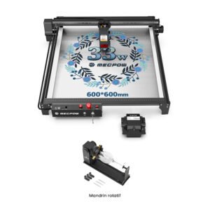 Graveur laser Mecpow X5 Pro 33W noir livré avec son mandrin rotatif