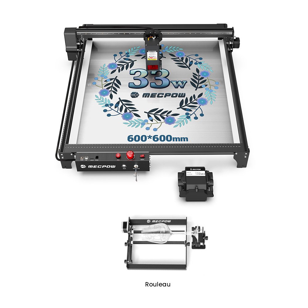 Graveur laser Mecpow X5 Pro 33W noir avec son rouleau rotatif