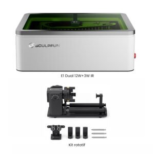 Graveur laser SCULPFUN E1 Dual 12W+3W fermé, livré avec son kit rotatif – vue 2